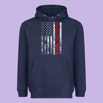 Union Carpenter With A Vintage American Flag For Fans Heavyweight Hoodie Designed By Artmosaic