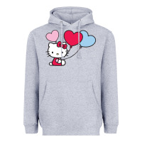 Heather Grey kitty Heavyweight Hoodie - ArtMosaic