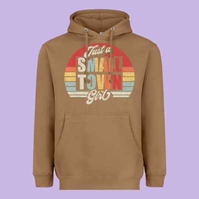 Limited Edition Retro Vintage Just A Small Town Girl Heavyweight Hoodie Designed By Artmosaic