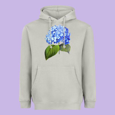 Blue  Hydrangea Heavyweight Hoodie Designed By Artmosaic