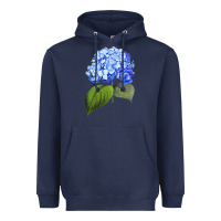 Navy Blue  hydrangea Heavyweight Hoodie - ArtMosaic