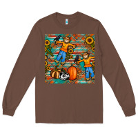 Chestnut fall scarecrow seamless pattern Long Sleeve Tee - BundleAndBundleShop