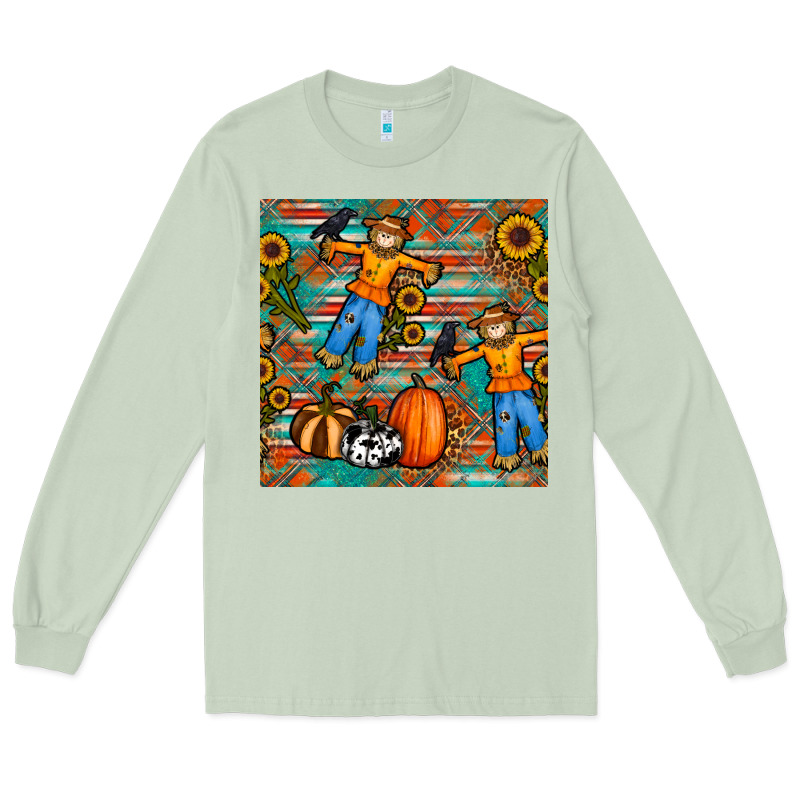 Fall Scarecrow Seamless Pattern Long Sleeve Tee by BundleAndBundleShop | Teevron
