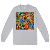 Moon Dust fall scarecrow seamless pattern Long Sleeve Tee - BundleAndBundleShop
