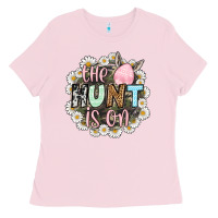 Bubblegum Pink Easter Day The hunt is on Ladies Tee - OliviaCreatesArt