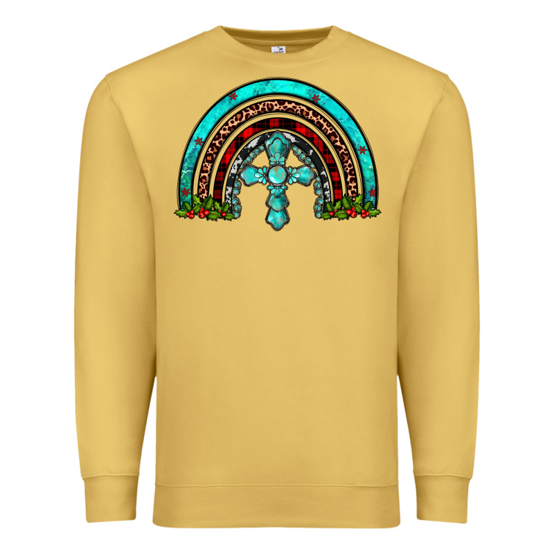 Cross Christmas Rainbow Premium Sweatshirt by JahusDesignShop | Teevron