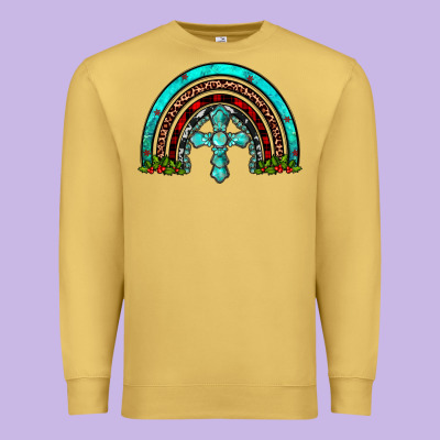 Cross Christmas Rainbow Premium Sweatshirt Designed By Jahusdesignshop
