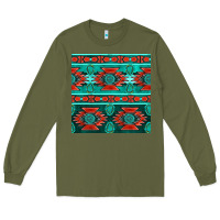 Army Green native american aztec seamless pattern 4 Long Sleeve Tee - BundleAndBundleShop