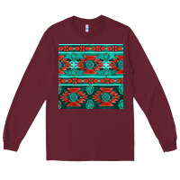 Burgundy native american aztec seamless pattern 4 Long Sleeve Tee - BundleAndBundleShop