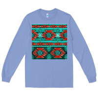 Colony Blue native american aztec seamless pattern 4 Long Sleeve Tee - BundleAndBundleShop