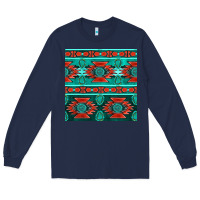 Navy native american aztec seamless pattern 4 Long Sleeve Tee - BundleAndBundleShop