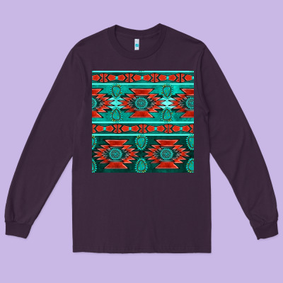 Native American Aztec Seamless Pattern 4 Long Sleeve Tee Designed By Bundleandbundleshop