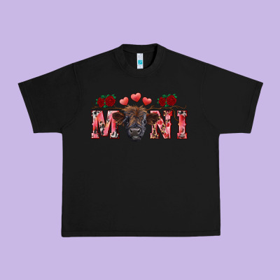 Valentine's Day Mini Black Highland Calf Urban Heavy Tee Designed By Ranaportraitstore