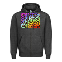 Charcoal Heather leopard background rainbow 3200x2400 Zipper Hoodie - AdoDesignShop