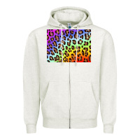 Oatmeal Heather leopard background rainbow 3200x2400 Zipper Hoodie - AdoDesignShop