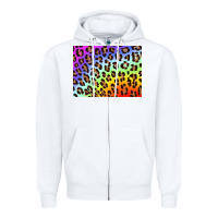 White leopard background rainbow 3200x2400 Zipper Hoodie - AdoDesignShop