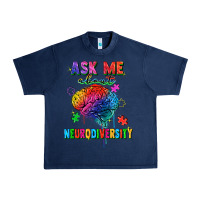 Navy ask me about neurodiversity Urban Heavy Tee - FaDigitalArtStudio