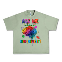 Oil Green ask me about neurodiversity Urban Heavy Tee - FaDigitalArtStudio