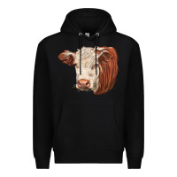 Black hereford cow face Premium Hoodie - LillyAllenDesigns
