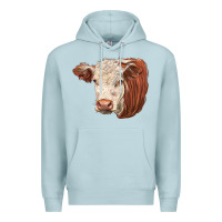 Blue Mist hereford cow face Premium Hoodie - LillyAllenDesigns