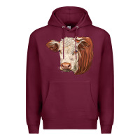 Burgundy hereford cow face Premium Hoodie - LillyAllenDesigns
