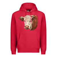 Cardinal hereford cow face Premium Hoodie - LillyAllenDesigns