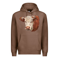 Chestnut hereford cow face Premium Hoodie - LillyAllenDesigns