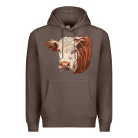 Coffee hereford cow face Premium Hoodie - LillyAllenDesigns
