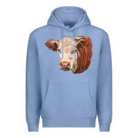 Colony Blue hereford cow face Premium Hoodie - LillyAllenDesigns