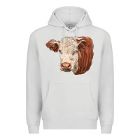 Dove Grey hereford cow face Premium Hoodie - LillyAllenDesigns