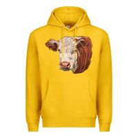 Lemon hereford cow face Premium Hoodie - LillyAllenDesigns