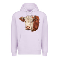 Lilac hereford cow face Premium Hoodie - LillyAllenDesigns
