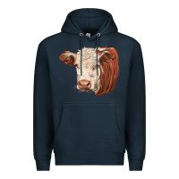 Navy hereford cow face Premium Hoodie - LillyAllenDesigns