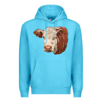 Ocean Blue hereford cow face Premium Hoodie - LillyAllenDesigns