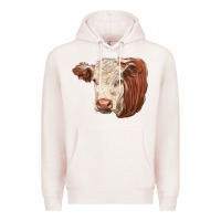 Pale Pink hereford cow face Premium Hoodie - LillyAllenDesigns