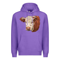 Purple hereford cow face Premium Hoodie - LillyAllenDesigns