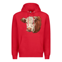 Red hereford cow face Premium Hoodie - LillyAllenDesigns