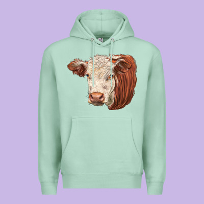 Hereford Cow Face Premium Hoodie Designed By Lillyallendesigns