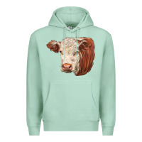 Seafoam hereford cow face Premium Hoodie - LillyAllenDesigns