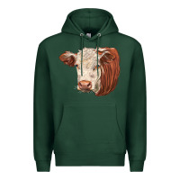 Sports Green hereford cow face Premium Hoodie - LillyAllenDesigns