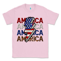 Bubblegum Pink America with lightning bold Classic Tee - CowGirlArtShop