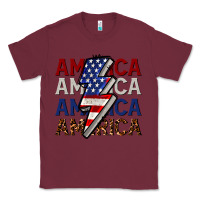Burgundy America with lightning bold Classic Tee - CowGirlArtShop