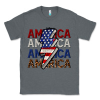 Charcoal Heather America with lightning bold Classic Tee - CowGirlArtShop