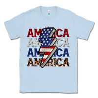 Dusty Blue America with lightning bold Classic Tee - CowGirlArtShop