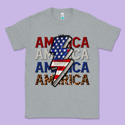 America With Lightning Bold Classic Tee Designed By Cowgirlartshop
