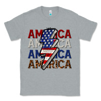 Heather Grey America with lightning bold Classic Tee - CowGirlArtShop