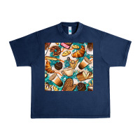 Navy bakery coffee cups cookie and donut with turquoise glitter seamless pa Urban Heavy Tee - BundleAndBundleShop