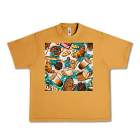 Peanut Butter bakery coffee cups cookie and donut with turquoise glitter seamless pa Urban Heavy Tee - BundleAndBundleShop