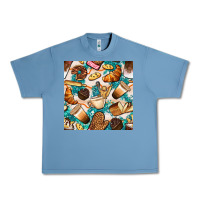 Pebble Blue bakery coffee cups cookie and donut with turquoise glitter seamless pa Urban Heavy Tee - BundleAndBundleShop
