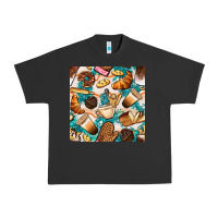 Pigment Black bakery coffee cups cookie and donut with turquoise glitter seamless pa Urban Heavy Tee - BundleAndBundleShop